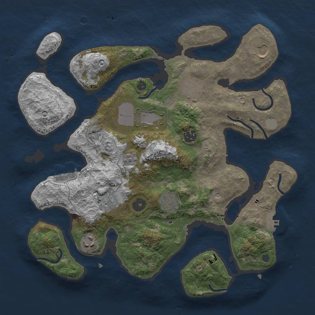Rust Map: Procedural Map, Size: 3550, Seed: 511627, 16 Monuments