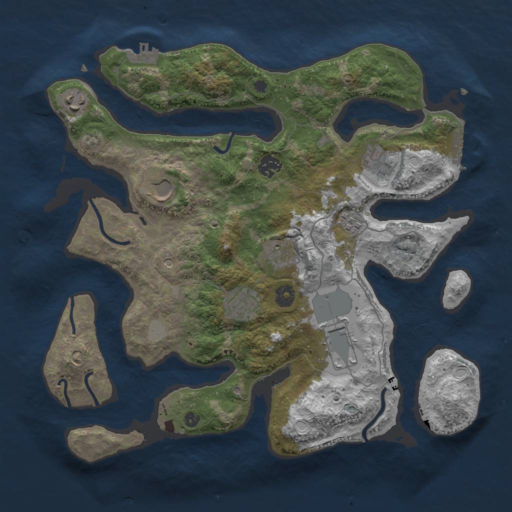 Rust Map: Procedural Map, Size: 3500, Seed: 790574, 16 Monuments