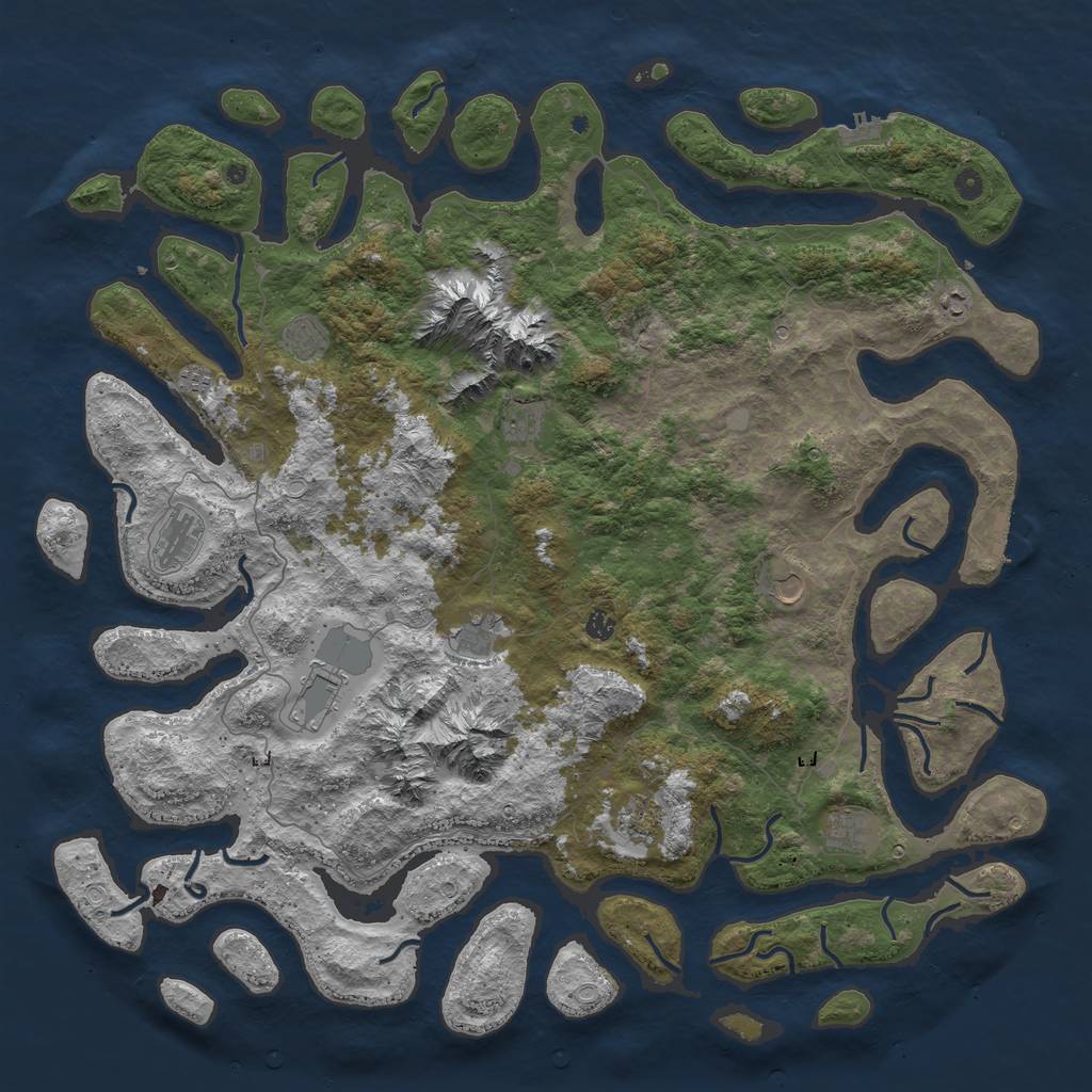 Rust Map: Procedural Map, Size: 5500, Seed: 6969, 19 Monuments