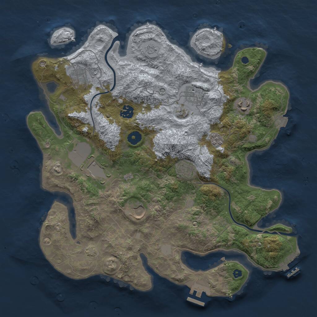 Rust Map: Procedural Map, Size: 3550, Seed: 497681, 14 Monuments