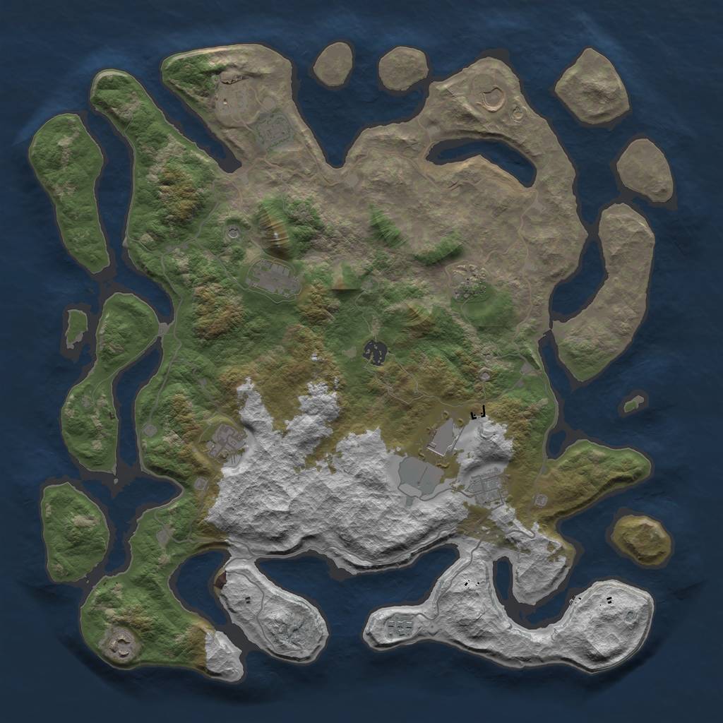 Rust Map: Barren, Size: 4500, Seed: 2273506, 14 Monuments