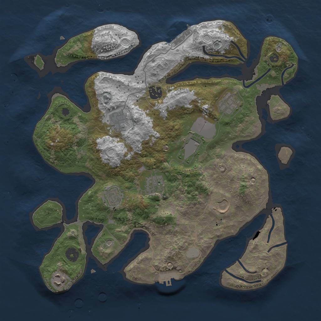 Rust Map: Procedural Map, Size: 3550, Seed: 606398, 16 Monuments