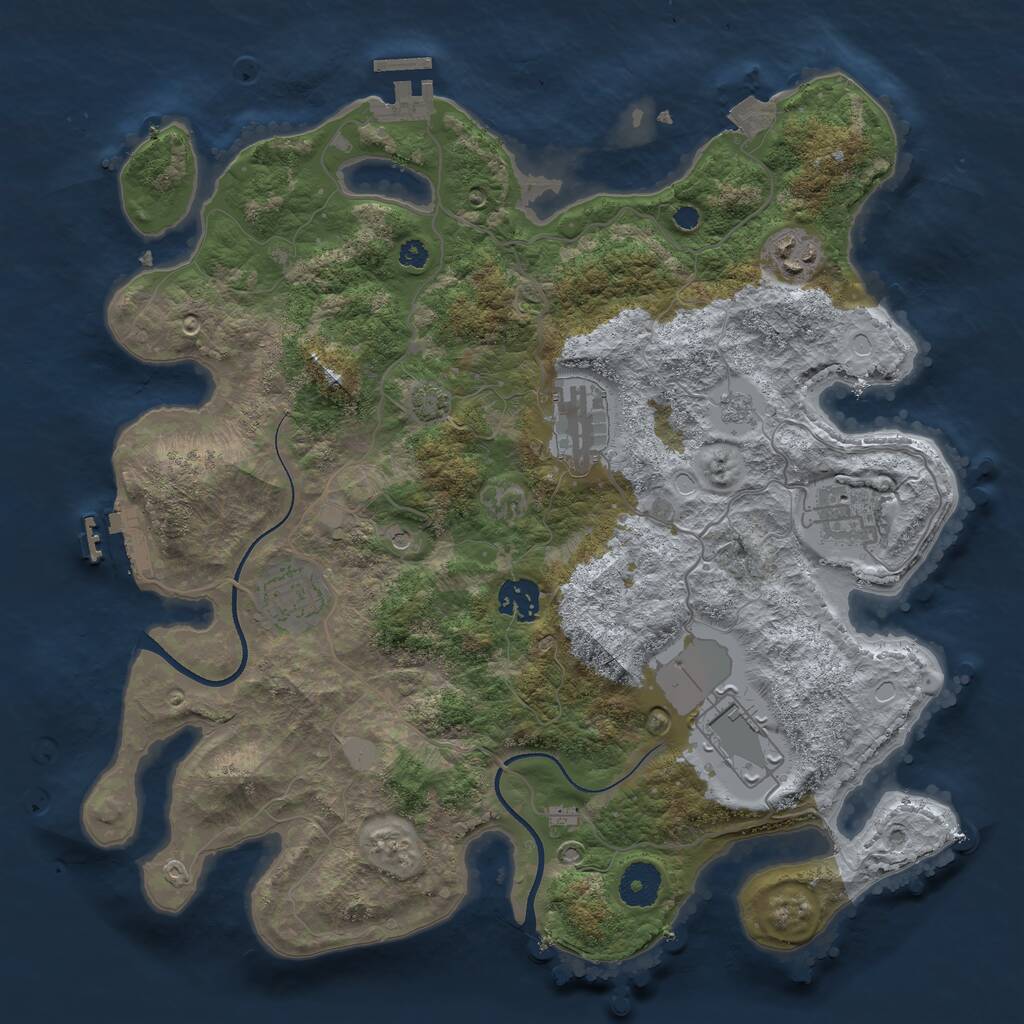 Rust Map: Procedural Map, Size: 3550, Seed: 712244, 12 Monuments