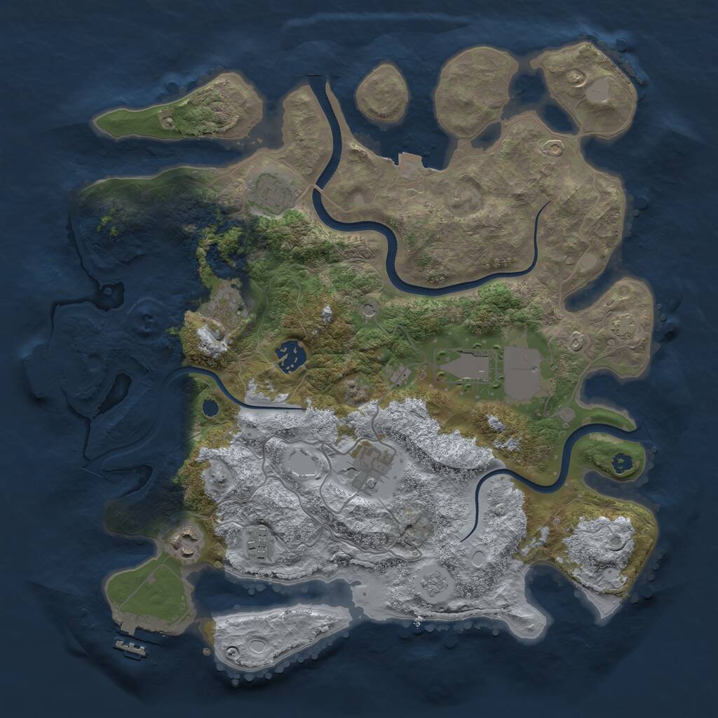 Rust Map: Procedural Map, Size: 3550, Seed: 772390, 13 Monuments