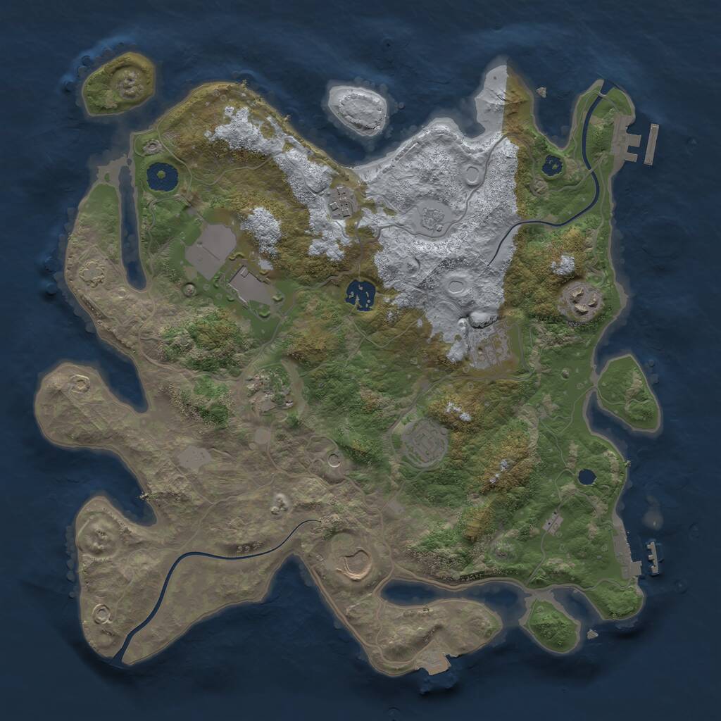 Rust Map: Procedural Map, Size: 3550, Seed: 671532, 14 Monuments