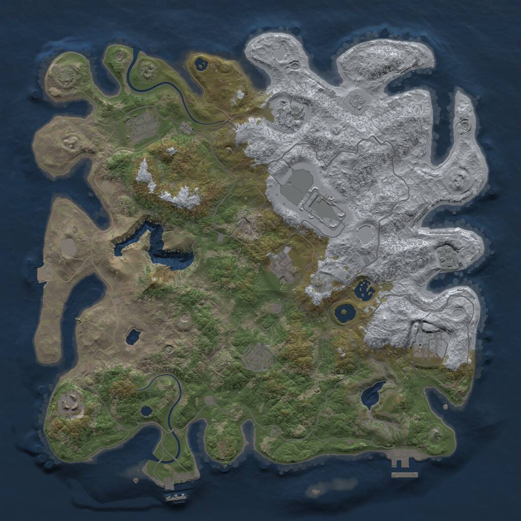 Rust Map: Procedural Map, Size: 4000, Seed: 127330, 15 Monuments