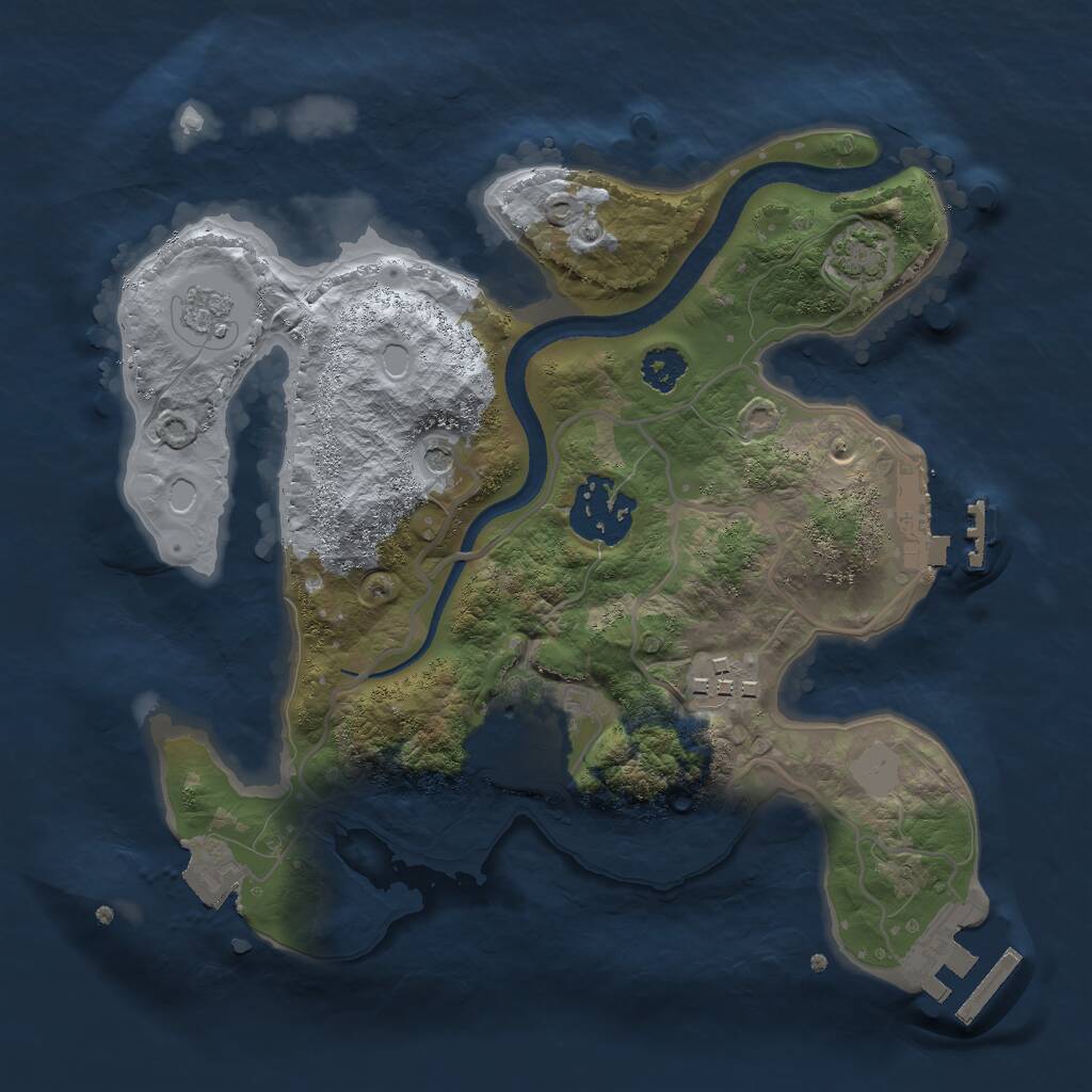 Rust Map: Procedural Map, Size: 2500, Seed: 107330212, 9 Monuments