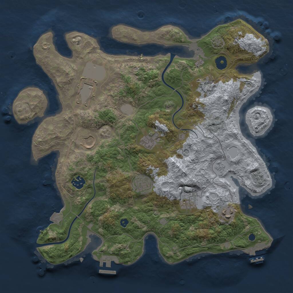 Rust Map: Procedural Map, Size: 3500, Seed: 495333, 15 Monuments