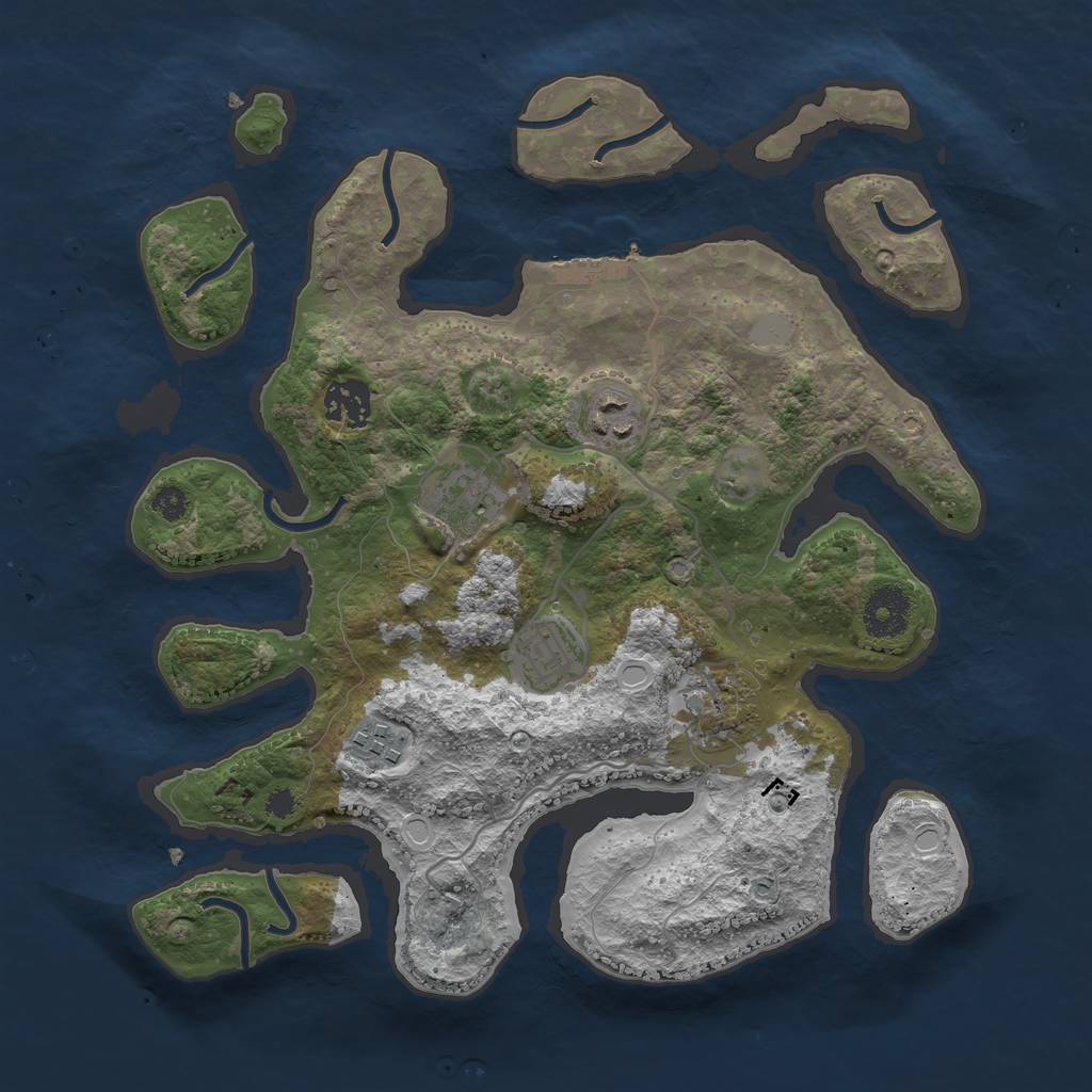 Rust Map: Procedural Map, Size: 3300, Seed: 908561883, 12 Monuments