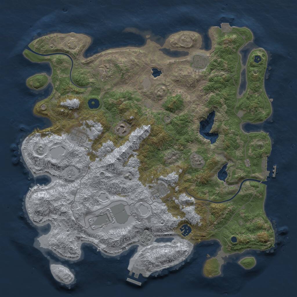 Rust Map: Procedural Map, Size: 4000, Seed: 554119, 14 Monuments