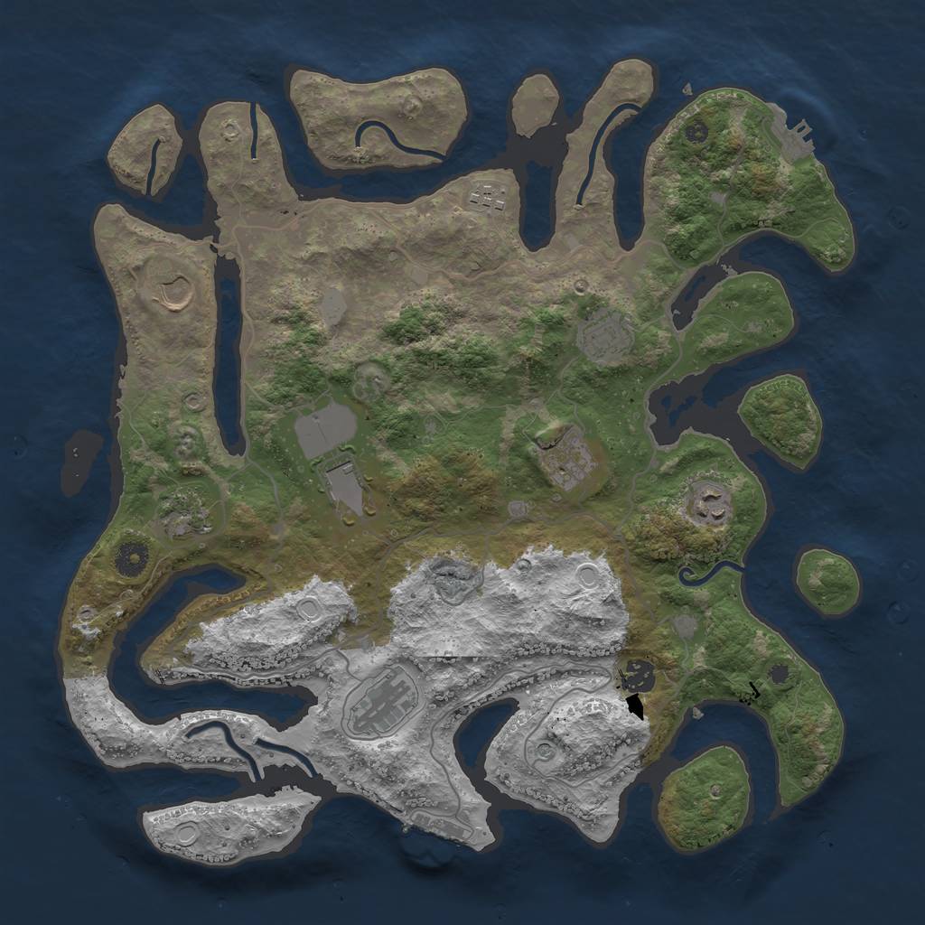 Rust Map: Procedural Map, Size: 4000, Seed: 891728, 17 Monuments