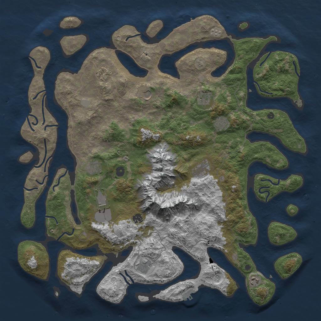 Rust Map: Procedural Map, Size: 5000, Seed: 118276613, 19 Monuments