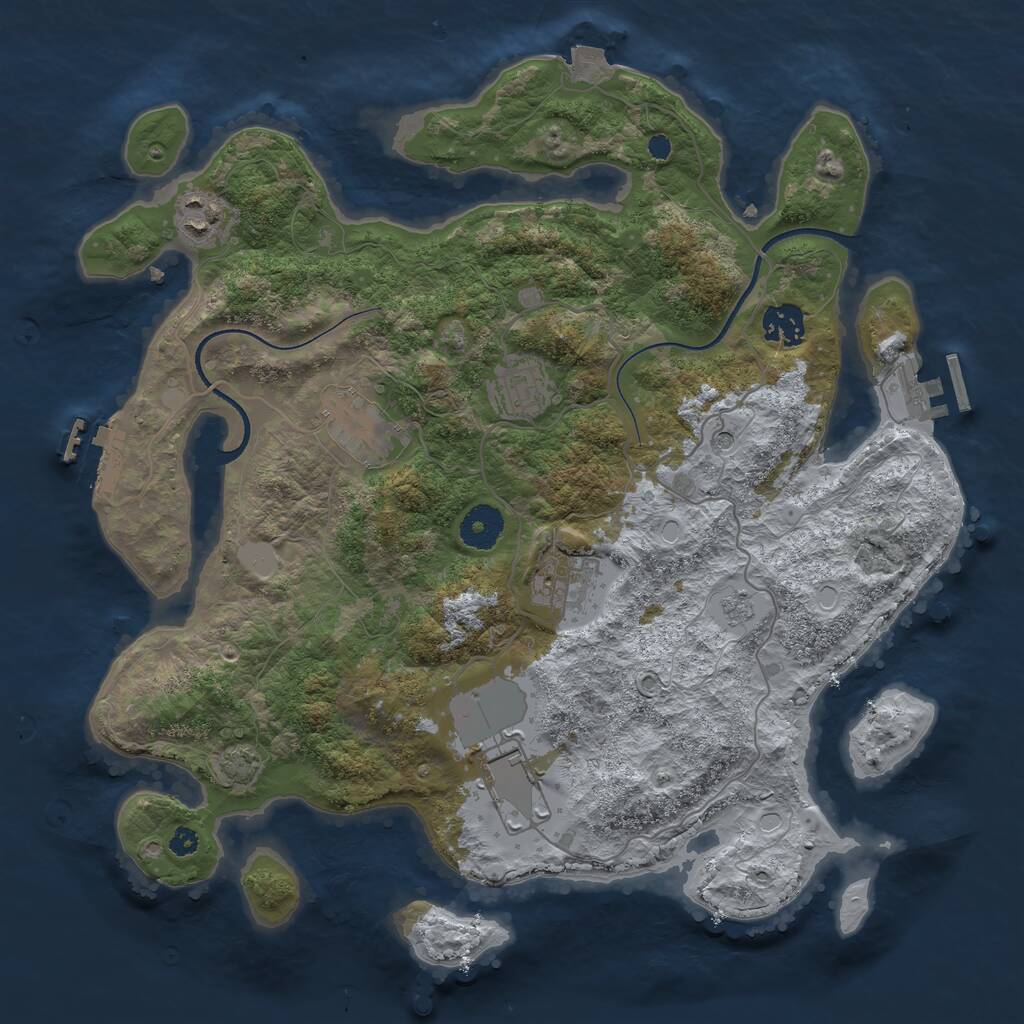 Rust Map: Procedural Map, Size: 3550, Seed: 302502, 12 Monuments