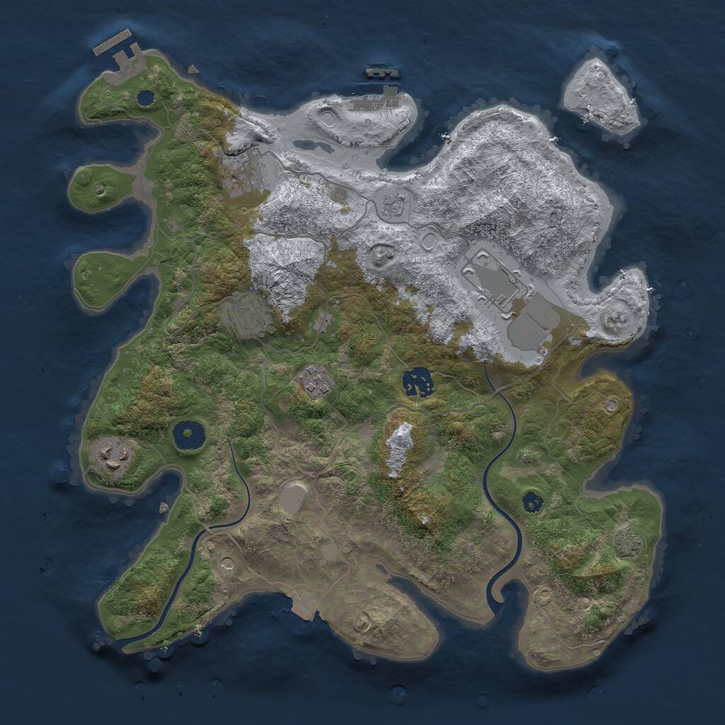 Rust Map: Procedural Map, Size: 3500, Seed: 24600, 12 Monuments