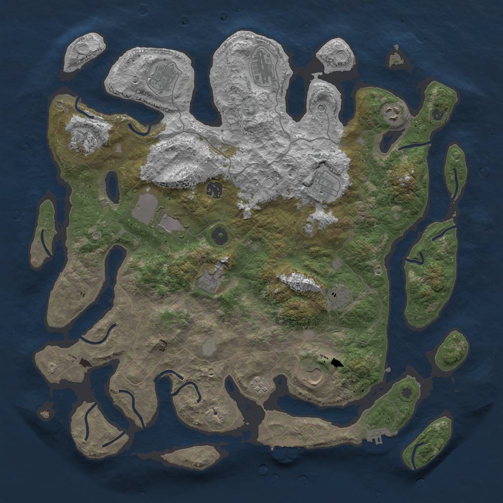 Rust Map: Procedural Map, Size: 4500, Seed: 3384049, 19 Monuments