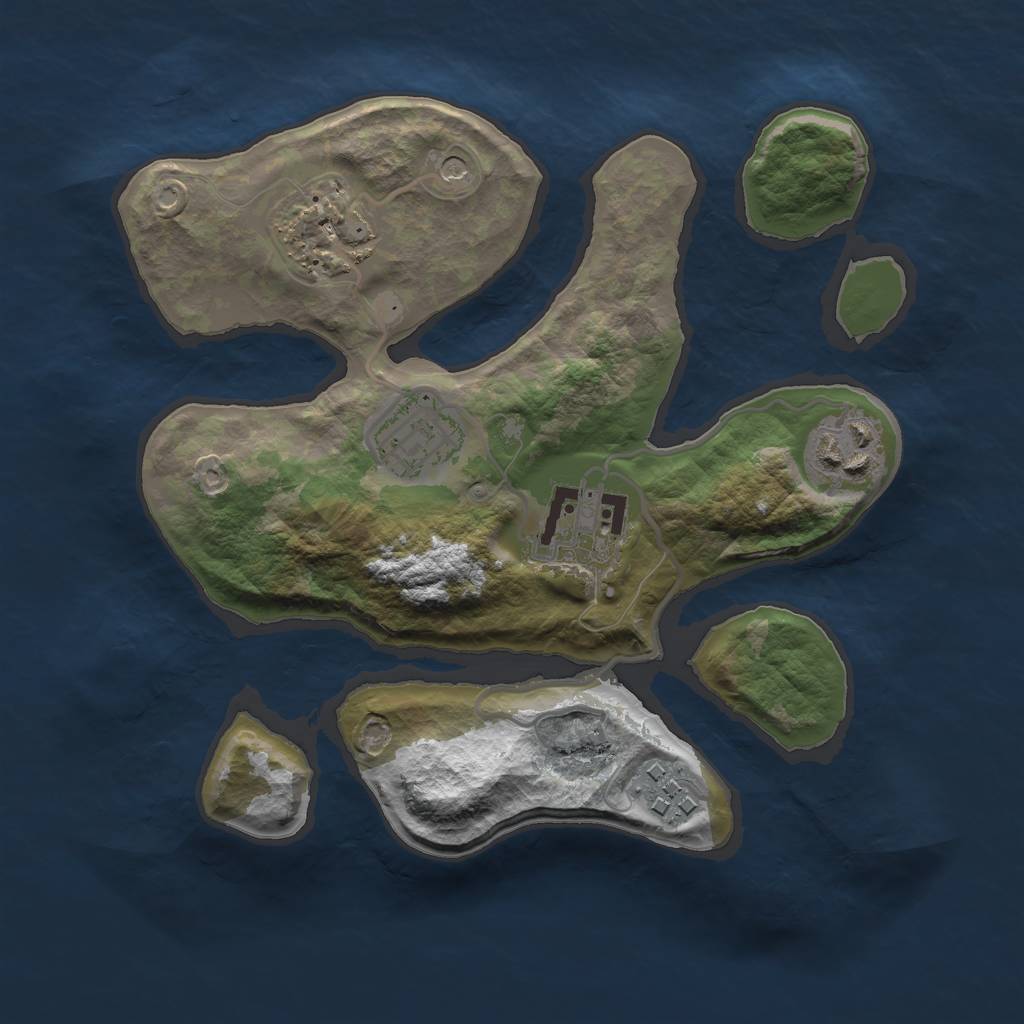 Rust Map: Barren, Size: 2500, Seed: 299333, 8 Monuments