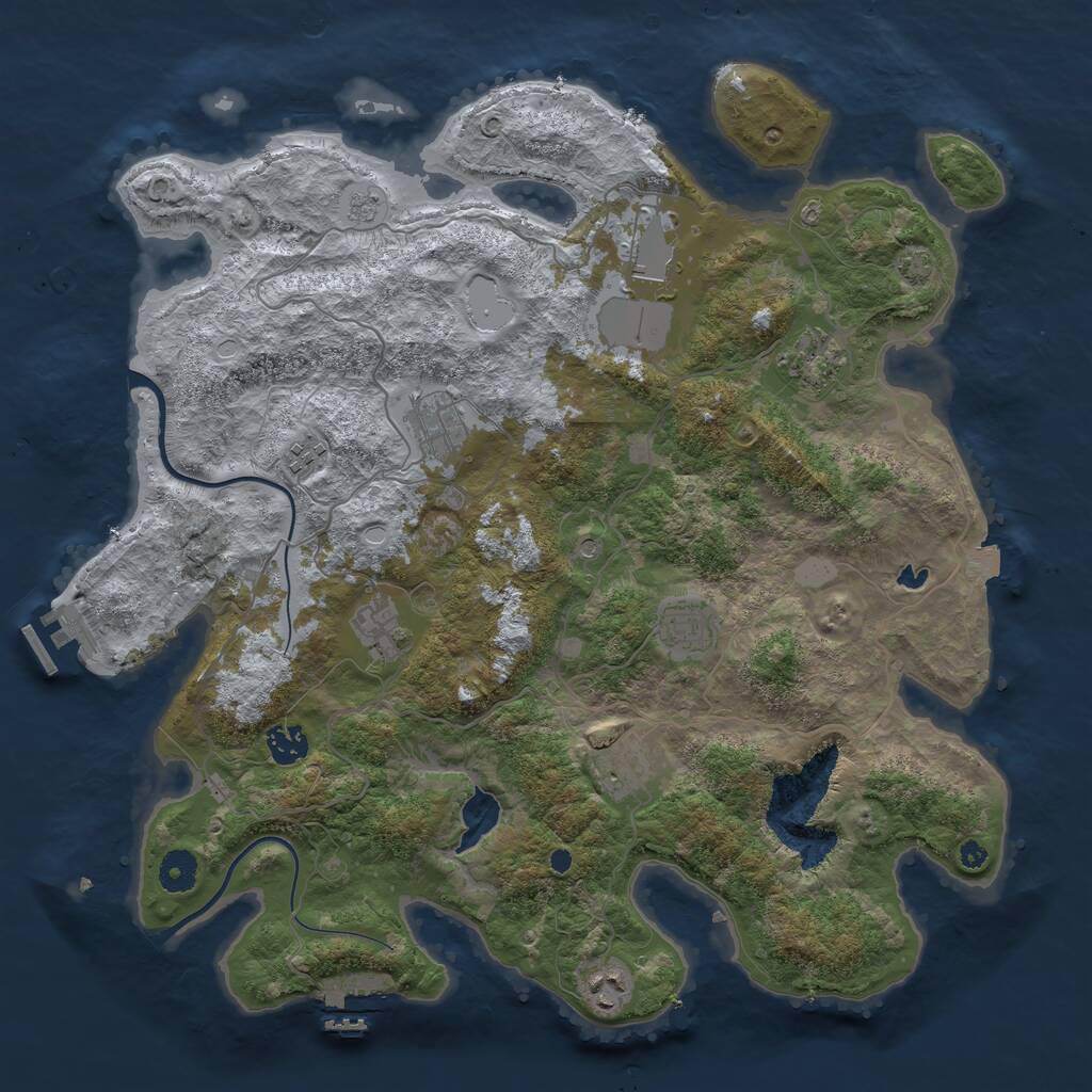 Rust Map: Procedural Map, Size: 4000, Seed: 125009, 15 Monuments