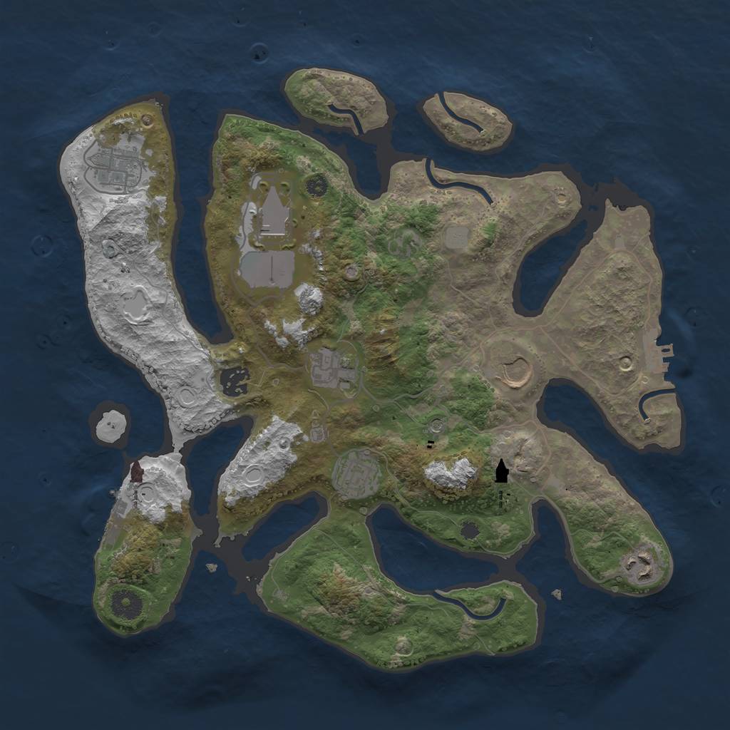 Rust Map: Procedural Map, Size: 3550, Seed: 944971, 15 Monuments