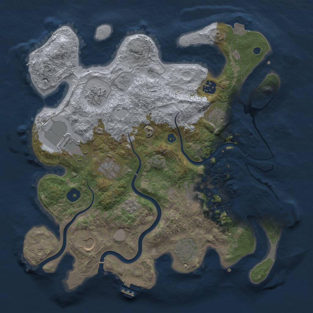 Rust Map: Procedural Map, Size: 3550, Seed: 654415, 15 Monuments