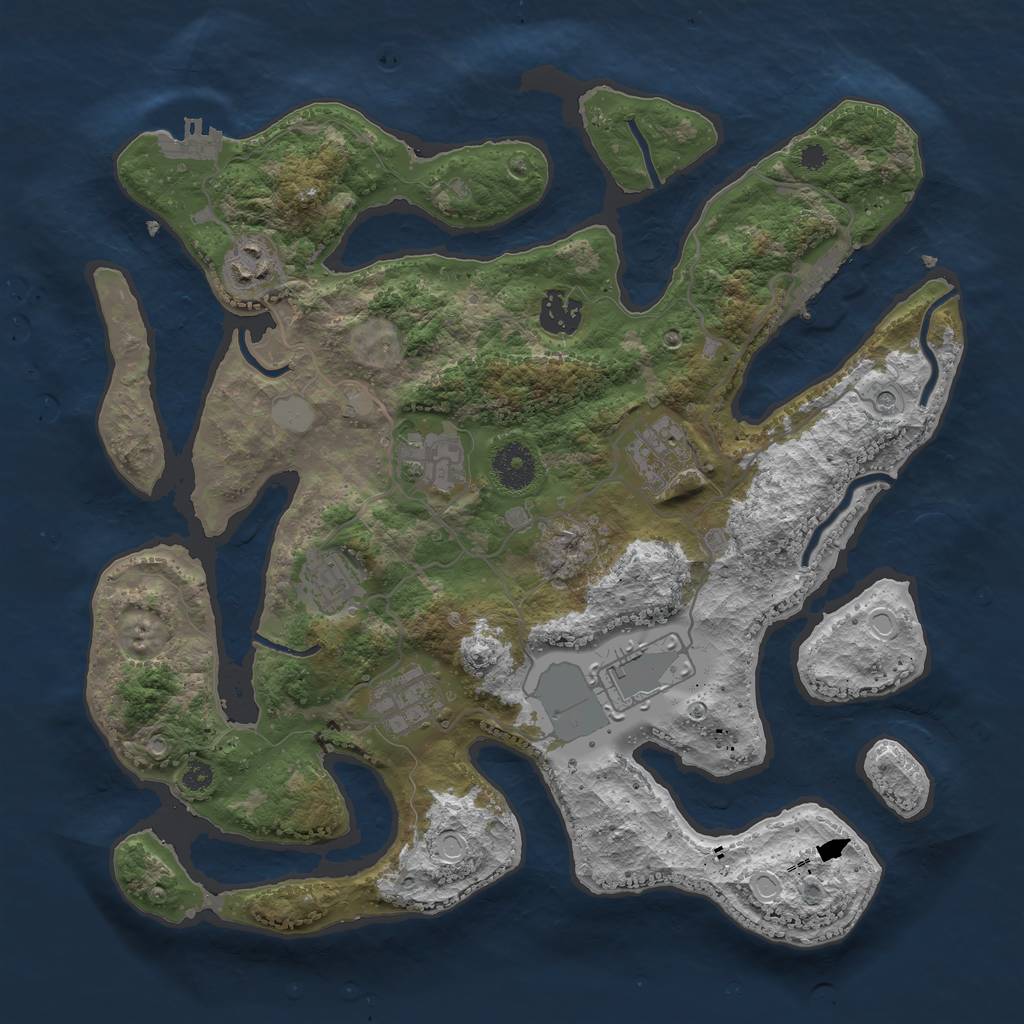 Rust Map: Procedural Map, Size: 3500, Seed: 899392, 15 Monuments