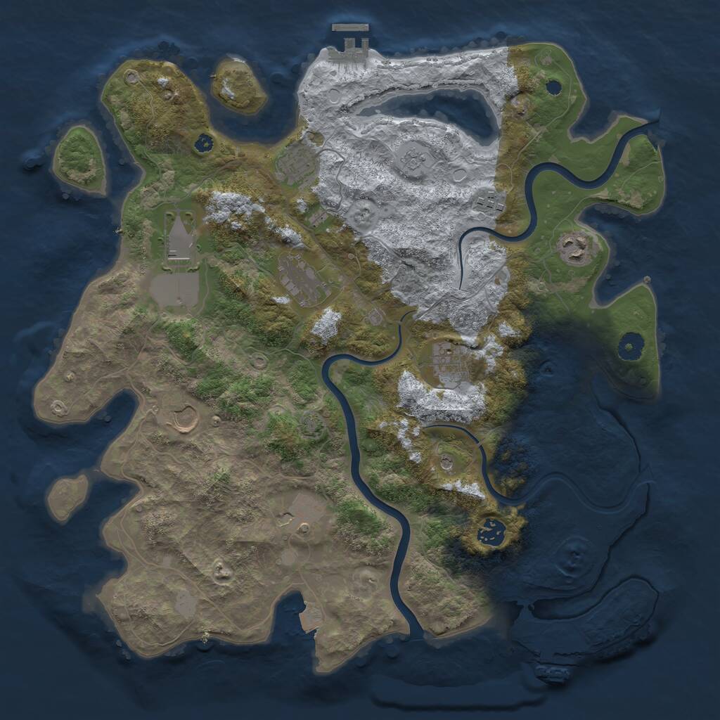 Rust Map: Procedural Map, Size: 3950, Seed: 1760809004, 15 Monuments