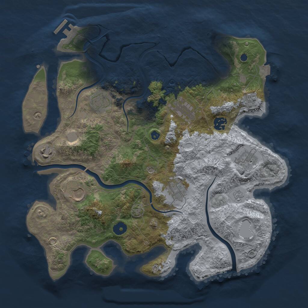 Rust Map: Procedural Map, Size: 3500, Seed: 957129, 13 Monuments
