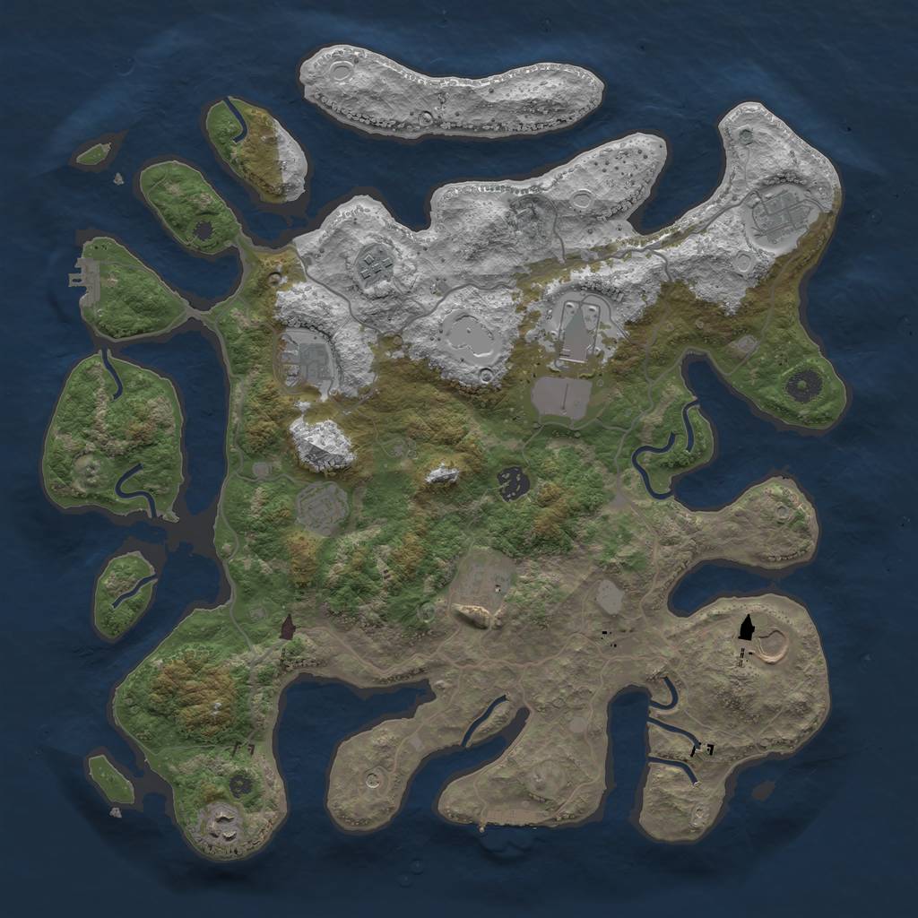 Rust Map: Procedural Map, Size: 4150, Seed: 1, 17 Monuments