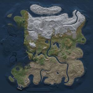 Thumbnail Rust Map: Procedural Map, Size: 4150, Seed: 1, 15 Monuments