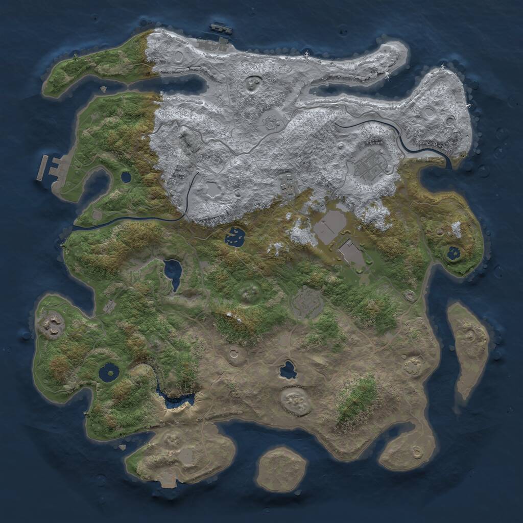 Rust Map: Procedural Map, Size: 4000, Seed: 449572, 12 Monuments