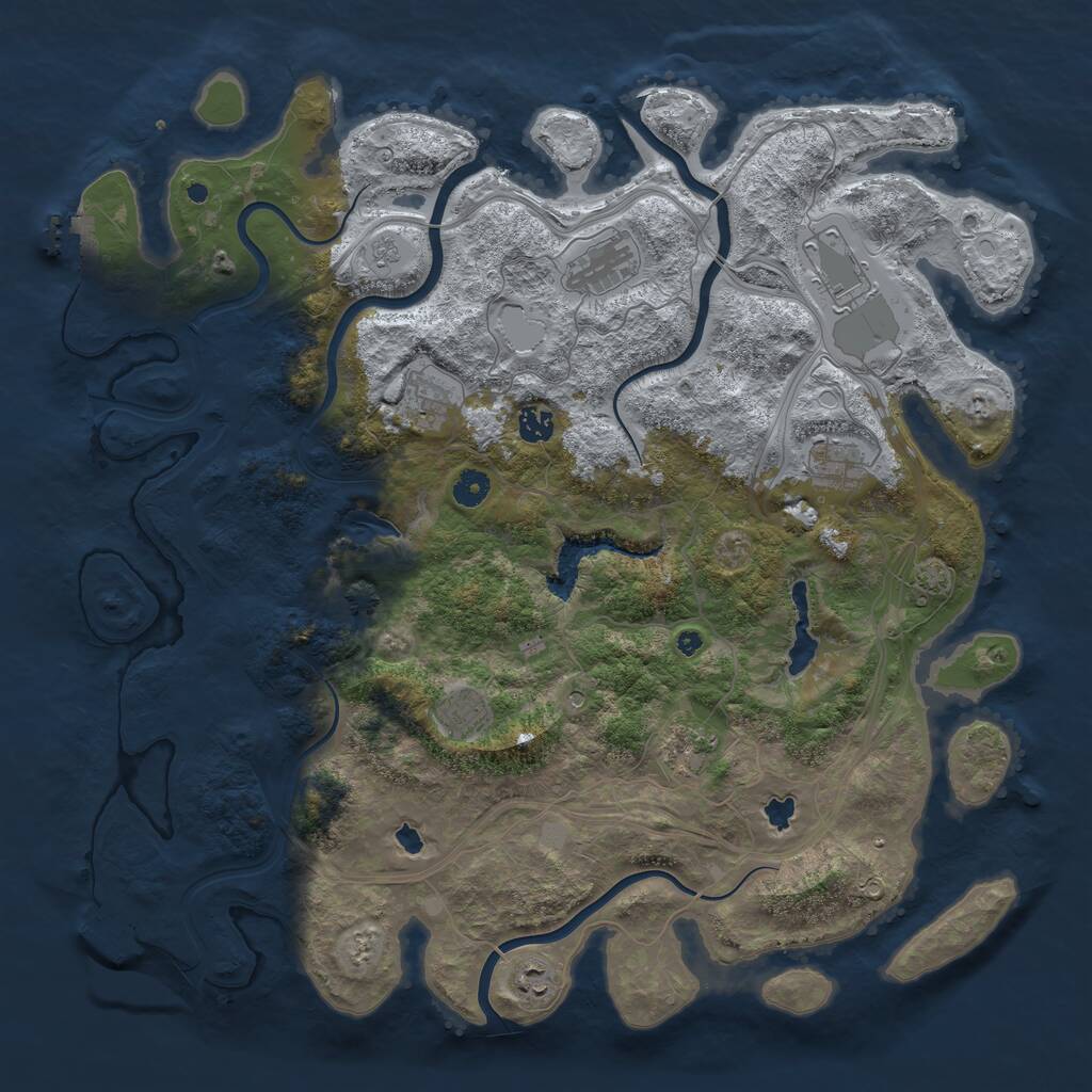 Rust Map: Procedural Map, Size: 4500, Seed: 5525360, 14 Monuments