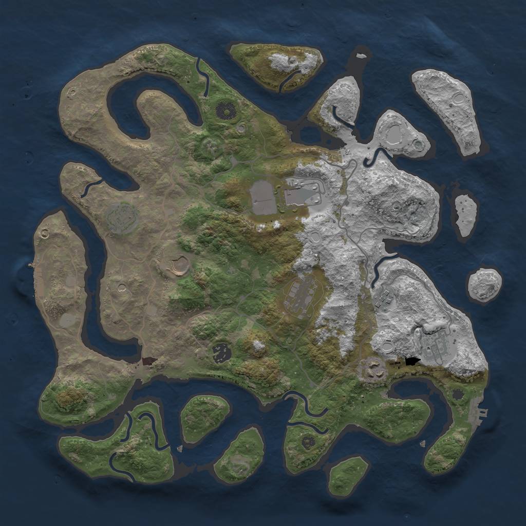 Rust Map: Procedural Map, Size: 4000, Seed: 676926, 16 Monuments