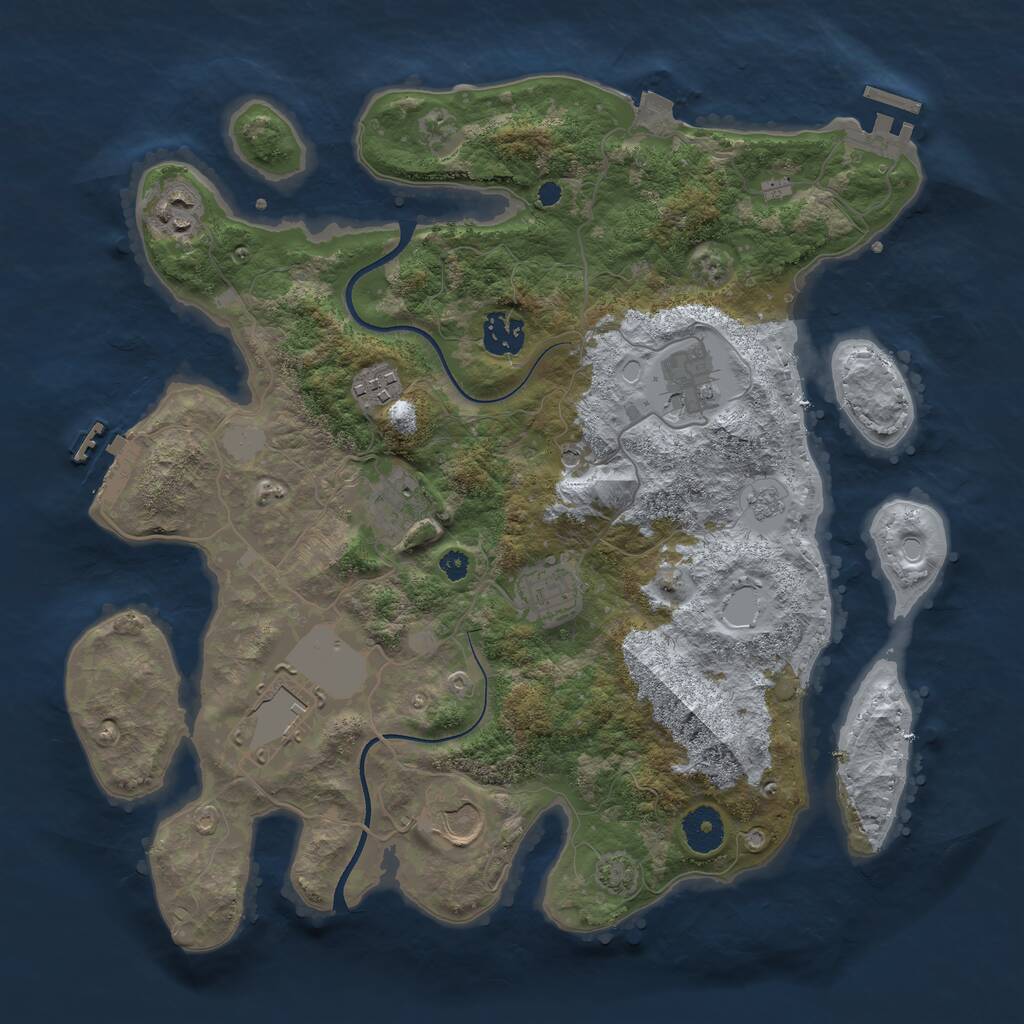 Rust Map: Procedural Map, Size: 3550, Seed: 618579, 14 Monuments