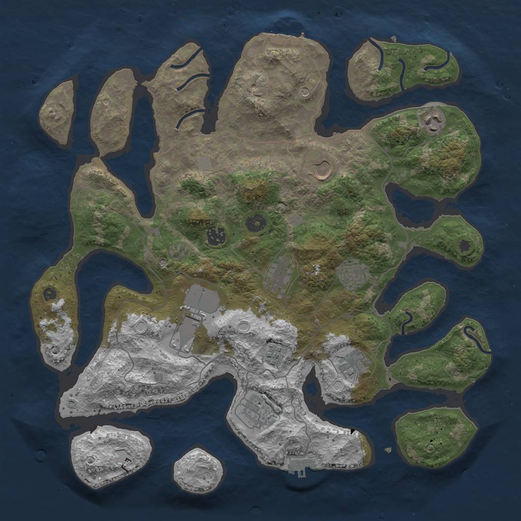 Rust Map: Procedural Map, Size: 4000, Seed: 265353, 17 Monuments