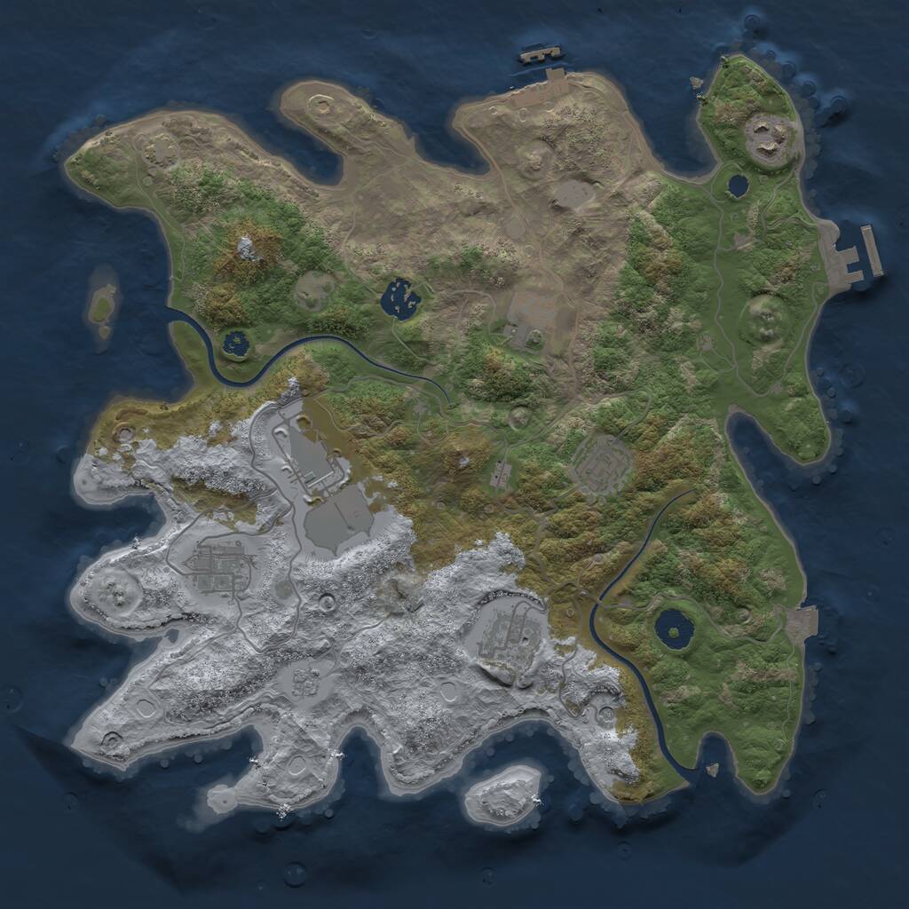 Rust Map: Procedural Map, Size: 3550, Seed: 28483, 13 Monuments