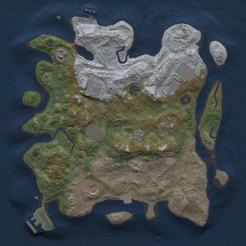 Rust Map: Procedural Map, Size: 3500, Seed: 917622529, 13 Monuments