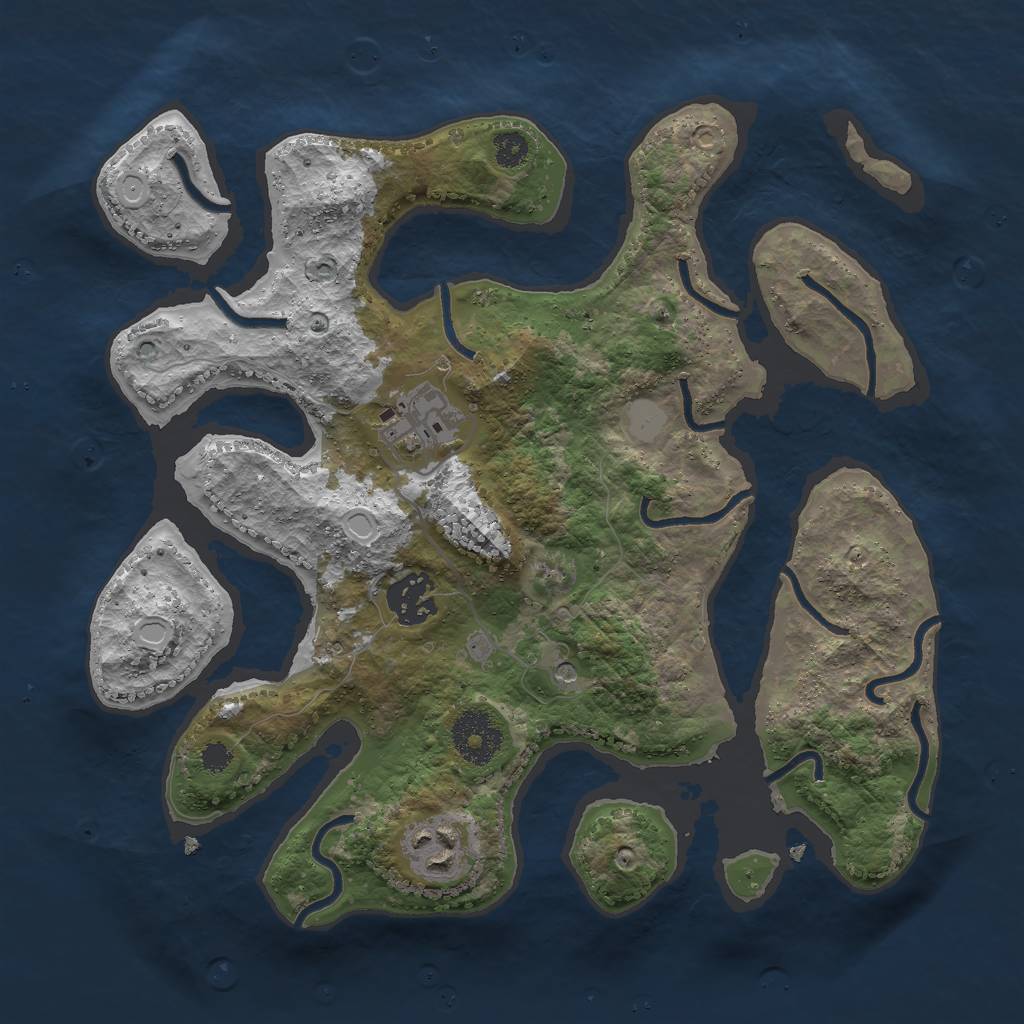 Rust Map: Procedural Map, Size: 3000, Seed: 666512, 9 Monuments