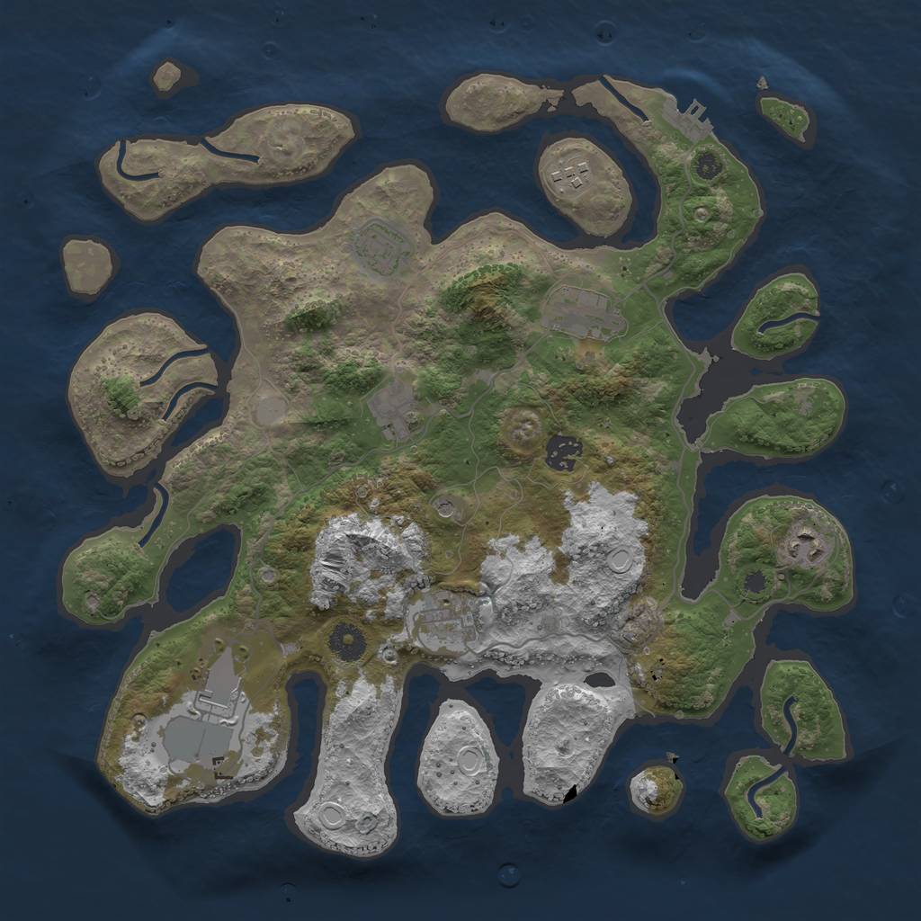 Rust Map: Procedural Map, Size: 3700, Seed: 654874, 15 Monuments