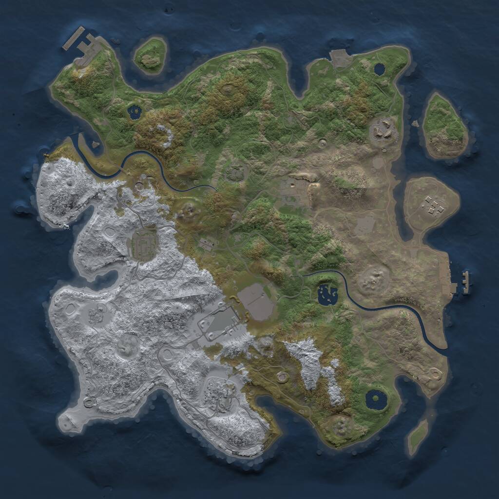 Rust Map: Procedural Map, Size: 3500, Seed: 565237, 13 Monuments