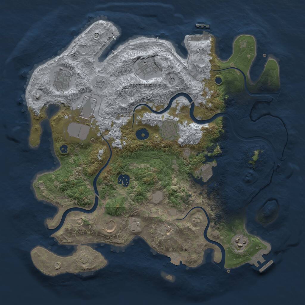 Rust Map: Procedural Map, Size: 3700, Seed: 180546114, 15 Monuments