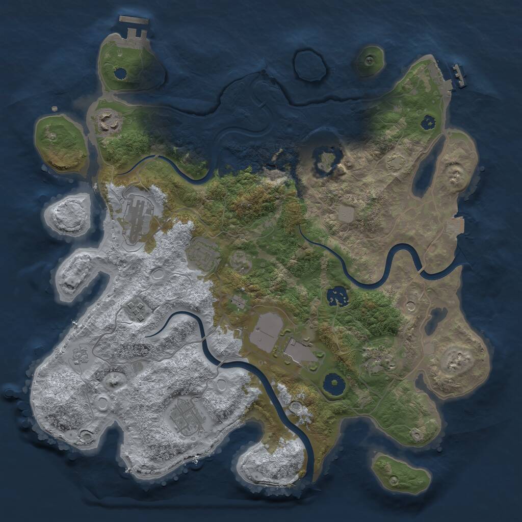 Rust Map: Procedural Map, Size: 3600, Seed: 1115, 15 Monuments