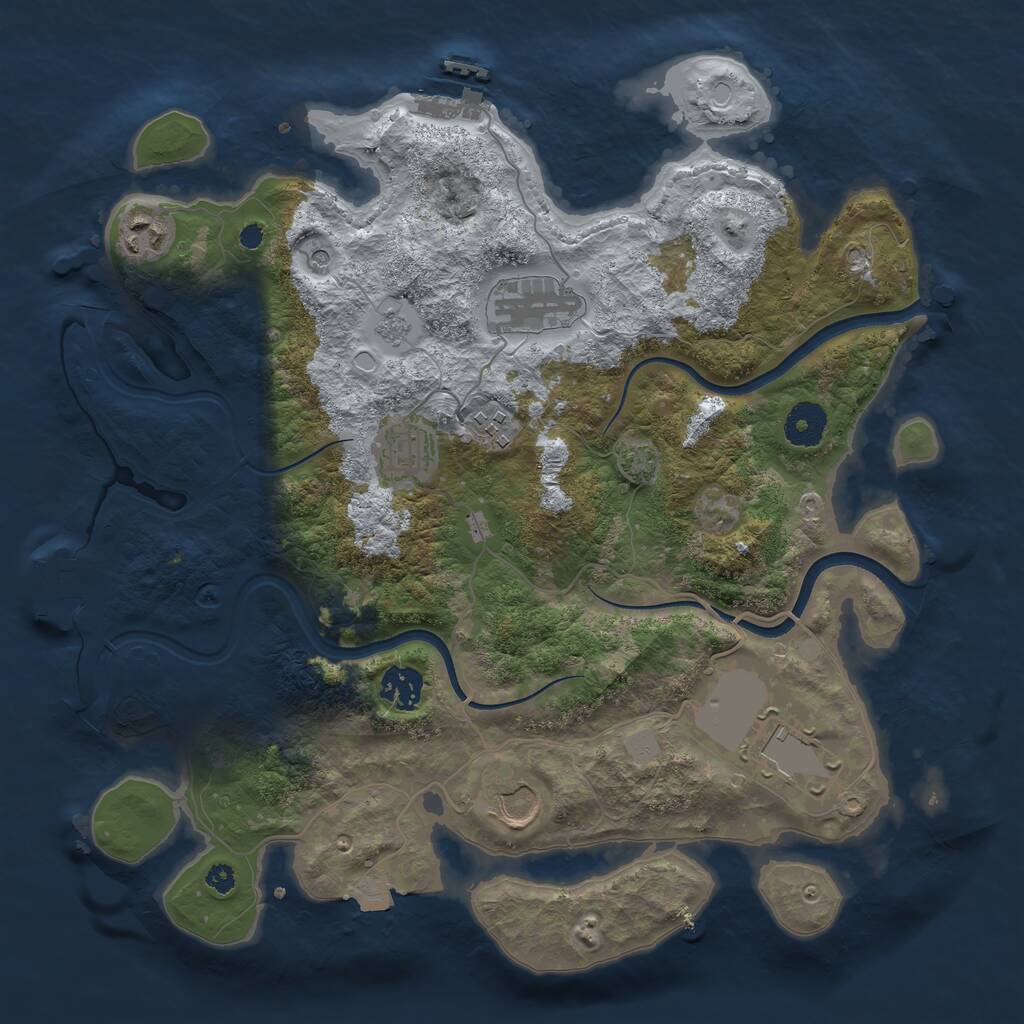 Rust Map: Procedural Map, Size: 3550, Seed: 362394, 13 Monuments