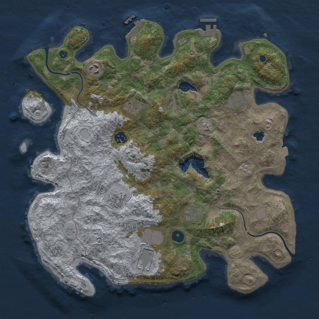 Rust Map: Procedural Map, Size: 4000, Seed: 973750, 14 Monuments