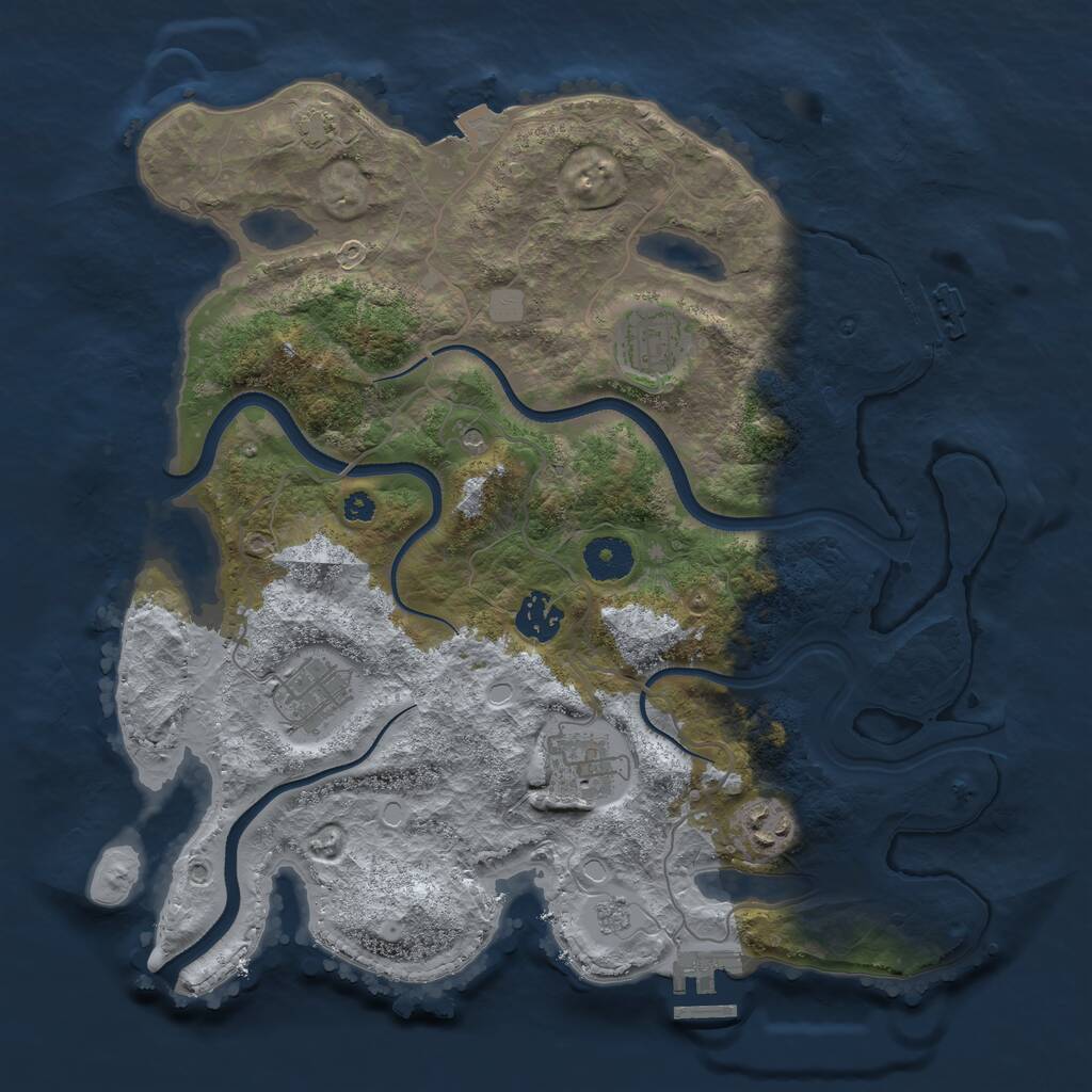 Rust Map: Procedural Map, Size: 3500, Seed: 9550746, 11 Monuments