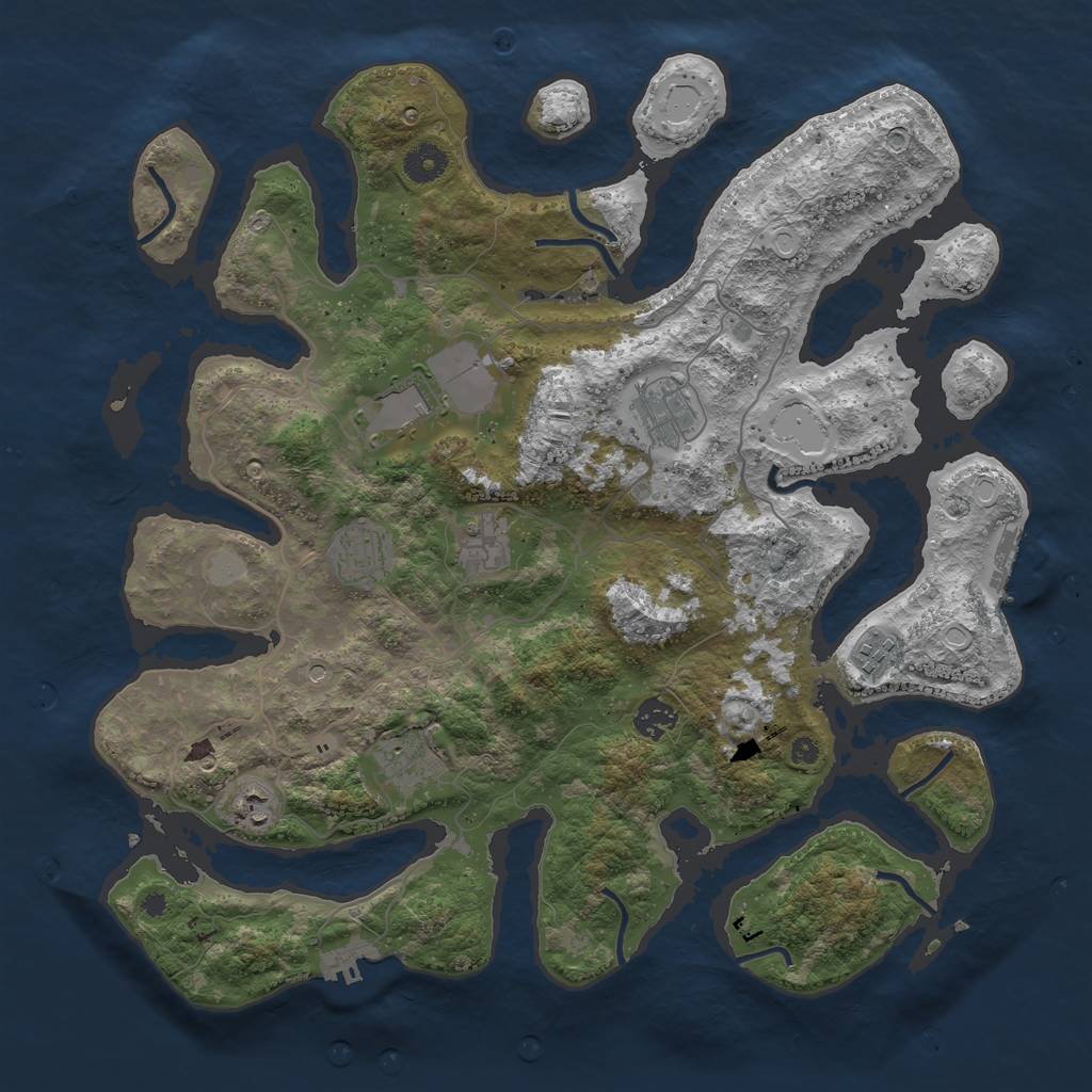 Rust Map: Procedural Map, Size: 4000, Seed: 138411, 16 Monuments