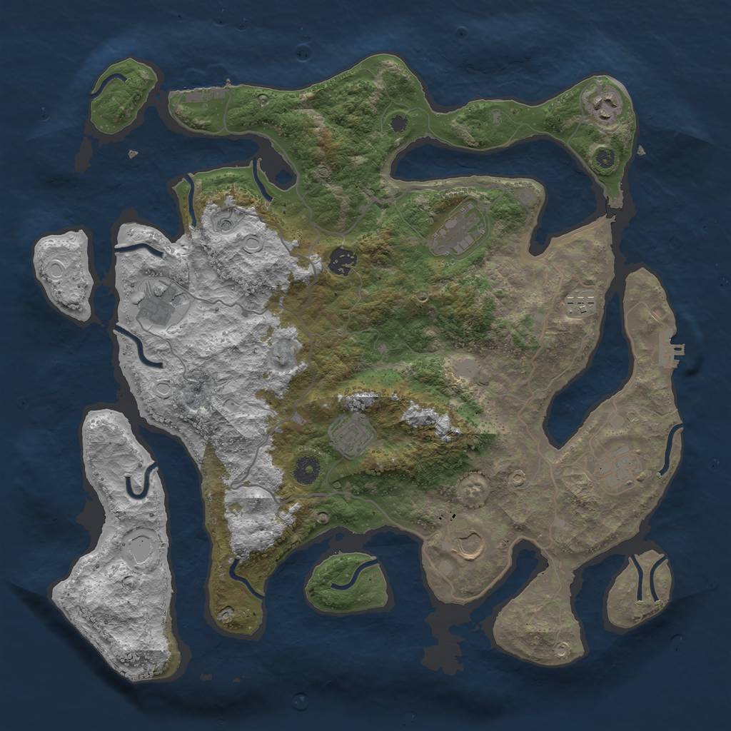 Rust Map: Procedural Map, Size: 4000, Seed: 1000, 16 Monuments