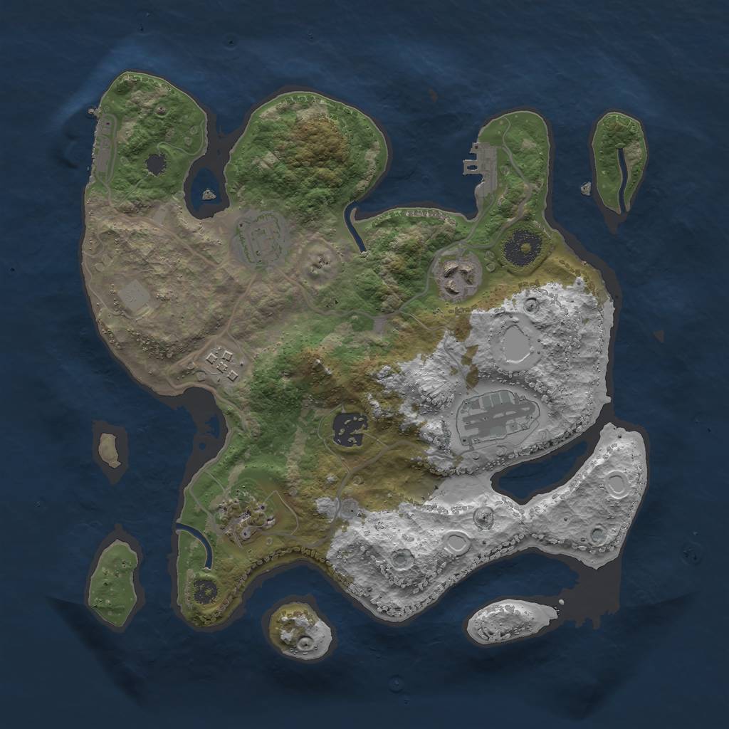 Rust Map: Procedural Map, Size: 3000, Seed: 175548, 13 Monuments