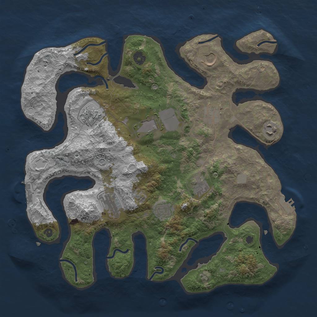 Rust Map: Procedural Map, Size: 3700, Seed: 775580195, 16 Monuments