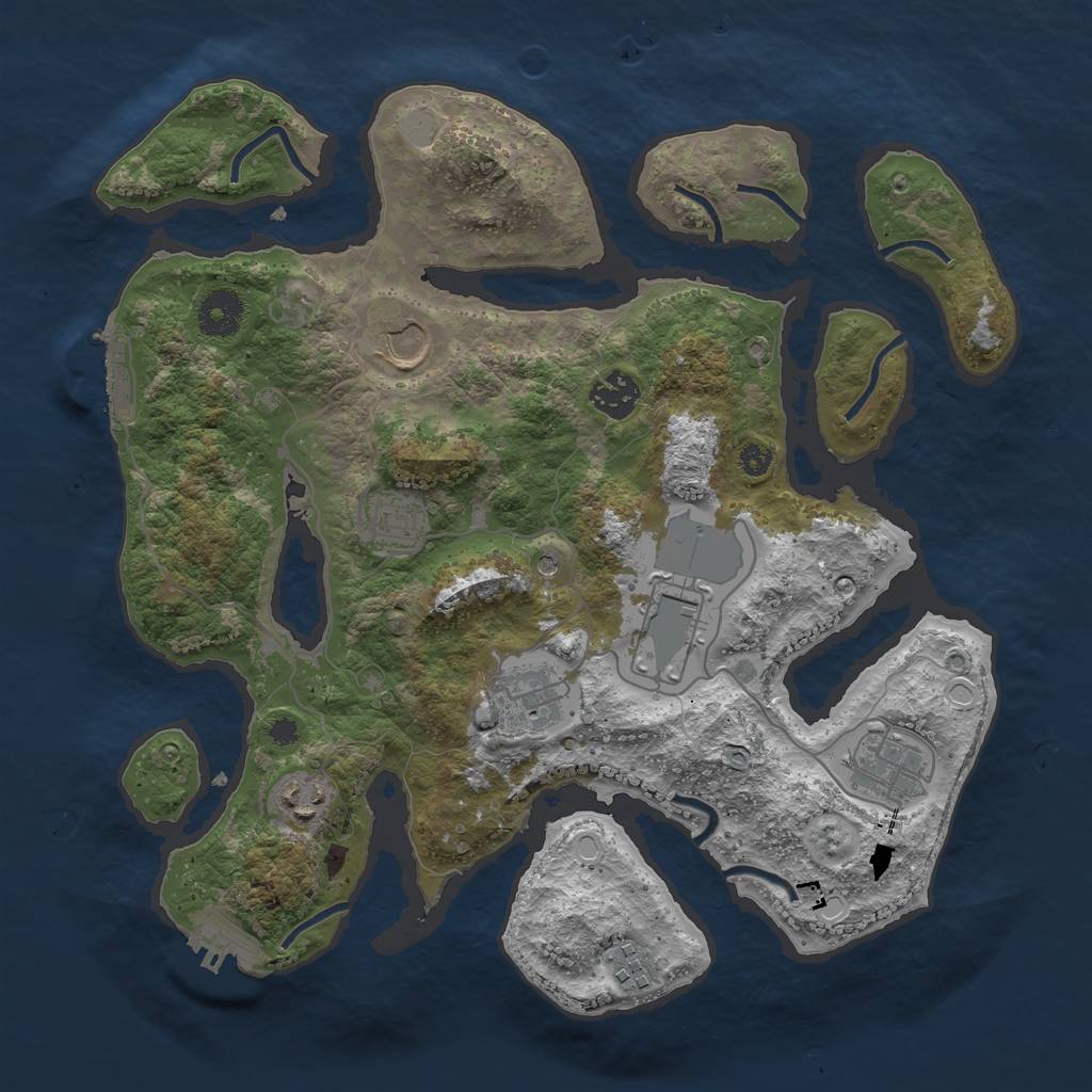 Rust Map: Procedural Map, Size: 3500, Seed: 71262606, 16 Monuments