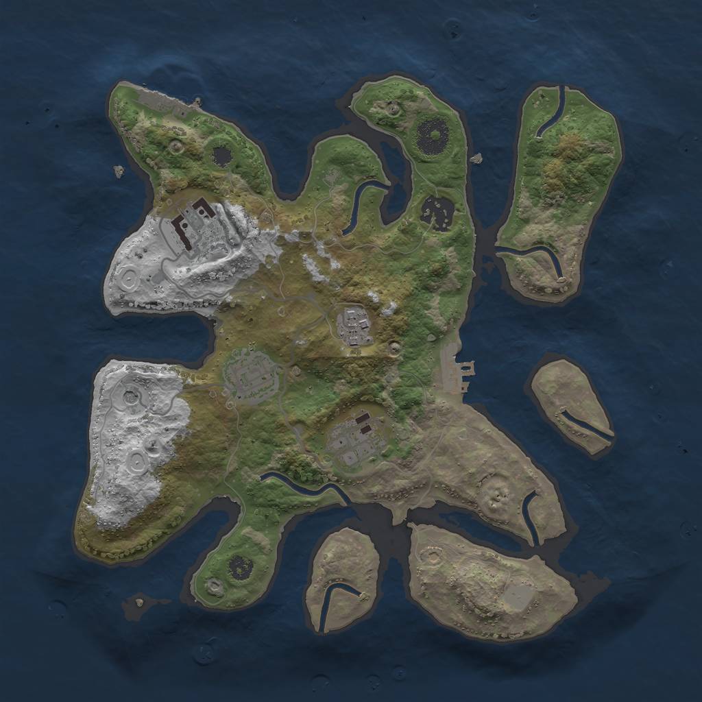 Rust Map: Procedural Map, Size: 3000, Seed: 428365, 13 Monuments