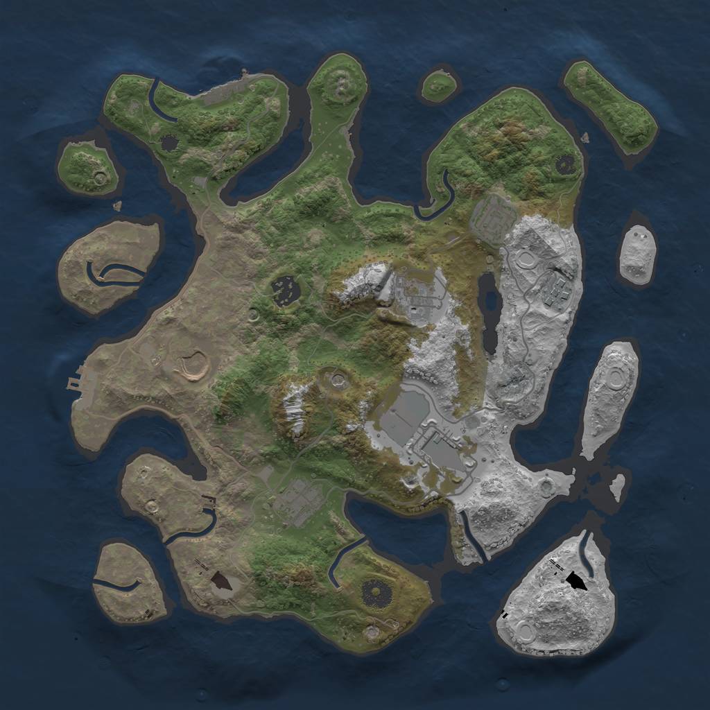 Rust Map: Procedural Map, Size: 3550, Seed: 307293, 15 Monuments